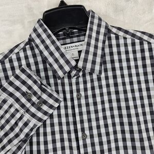 Mizzen Main Mens Medium Performance‎ Menswear Size medium Gray Check Long Sleeve